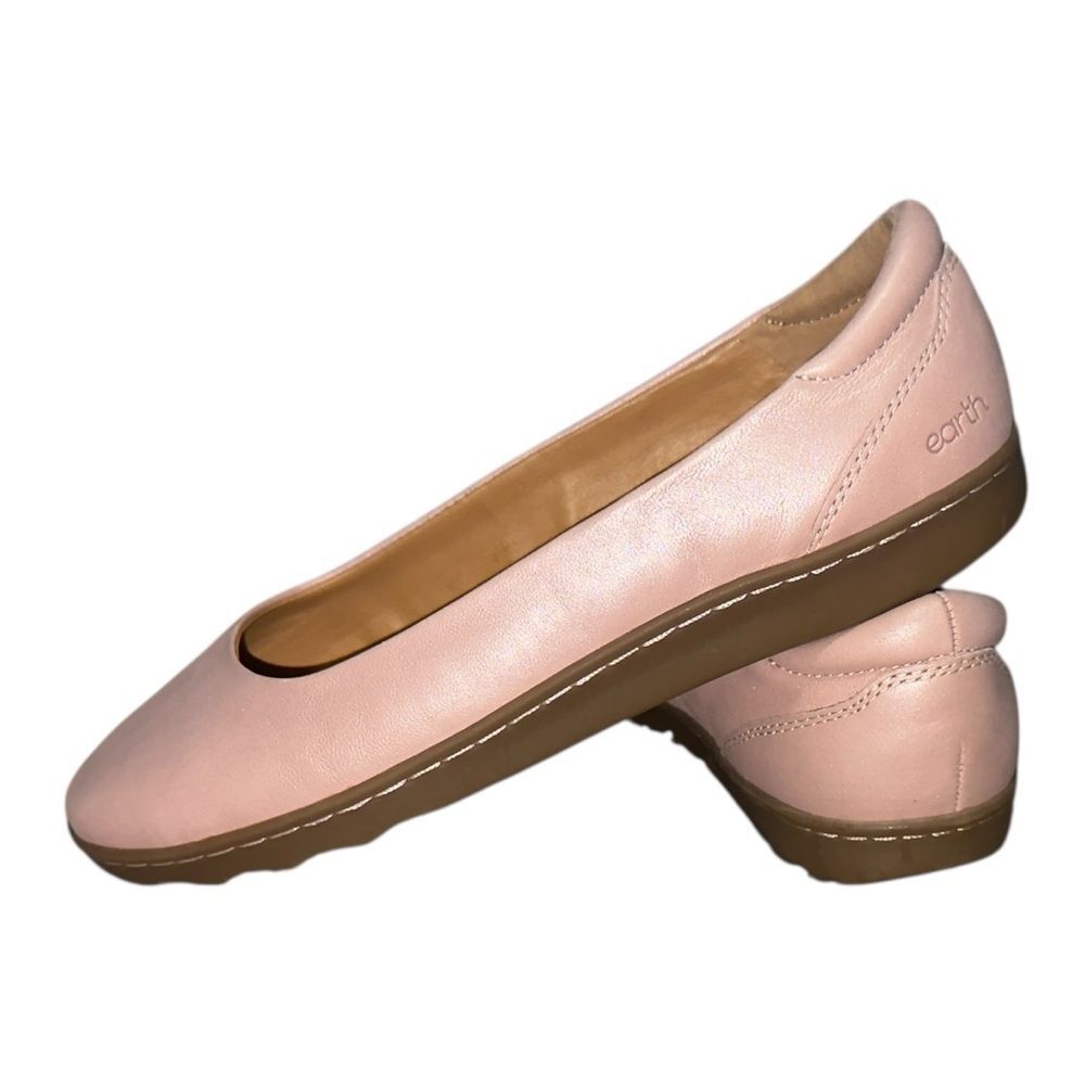Earth Blush Pink Leather Ballet Flats Women’s 8.5 Comfort Shoes - Picture 5 of 7